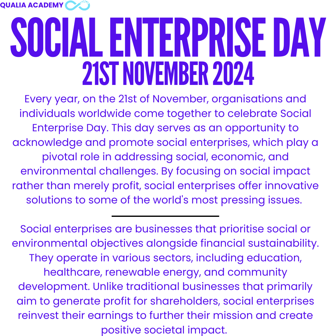 Social enterprise day Image of information in the first section of the blog along with the date and title.