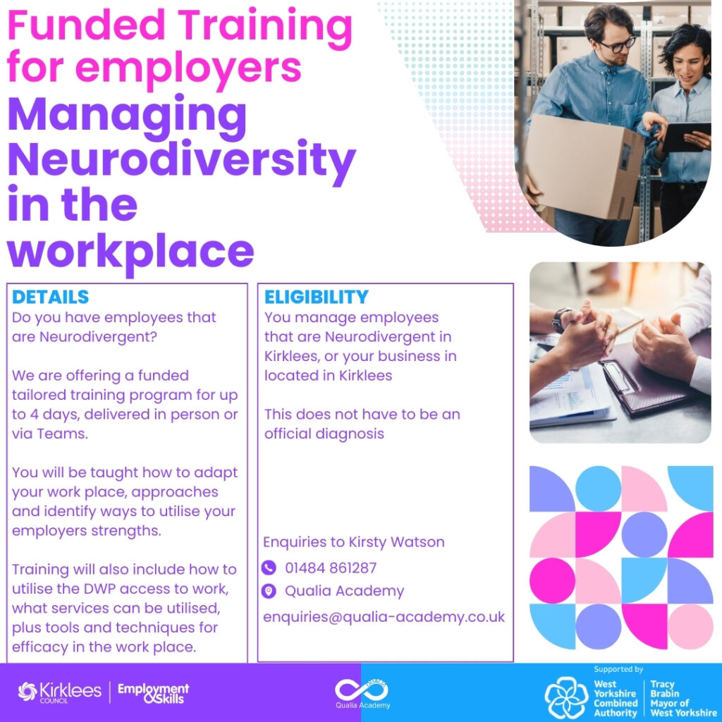 Neurodiversity management training for employers image of the details and requirements that are also included in the page.