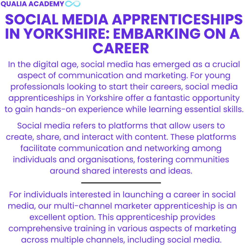 Social media apprenticeships in yorkshire image of information from the first section of the blog along with the title and date.